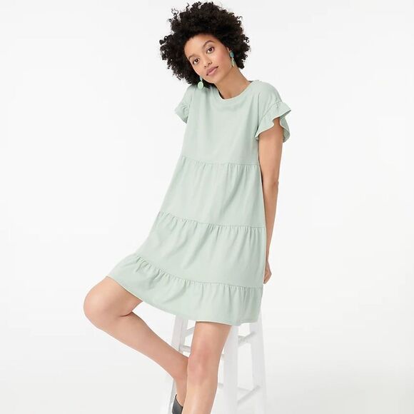 J.Crew Tiered dress in broken-in jersey Small - Picture 3 of 10